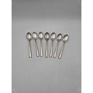 7 Holmes & Edwards May Queen Silverplate Teaspoons IS Inlaid 1951 6in